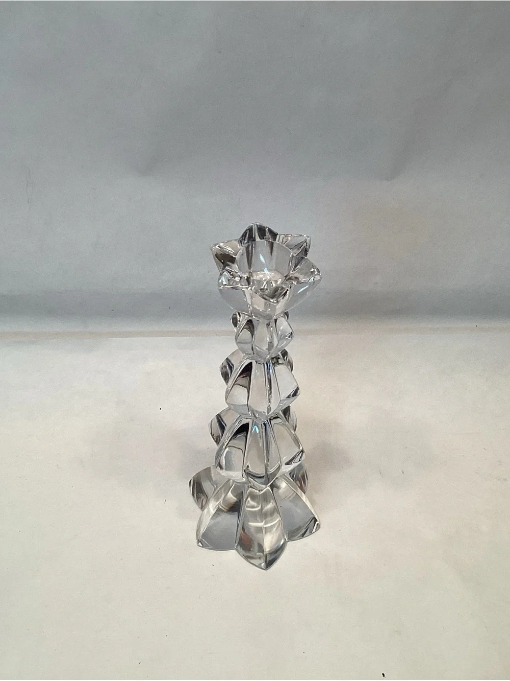 Vintage 7” Mikasa Illuminations CRYSTAL CANDLE STICK HOLDER Made Czech Republic